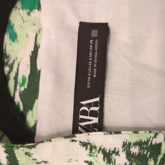 Zara linen blend lined printed oversized kimono Relaxed FitGreen Abstract Print - Picture 9 of 11